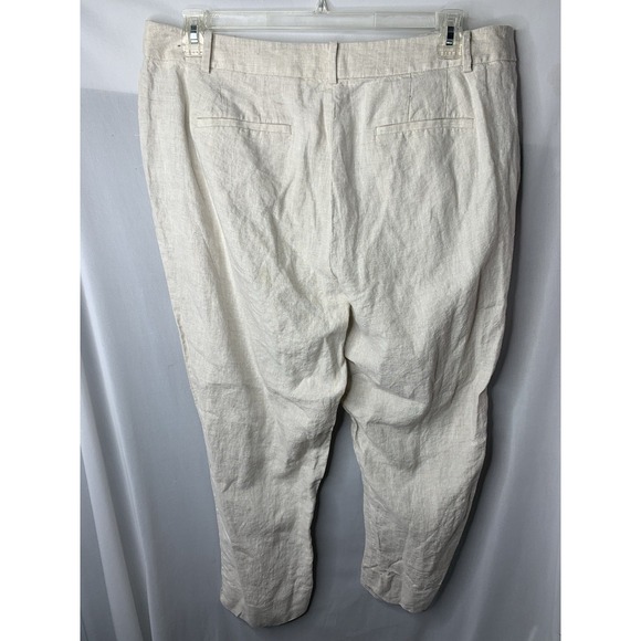 Talbots Womens Linen Slim Ankle Pants Curvy Fit Size‎ 16 Beige Career Office - Picture 2 of 7